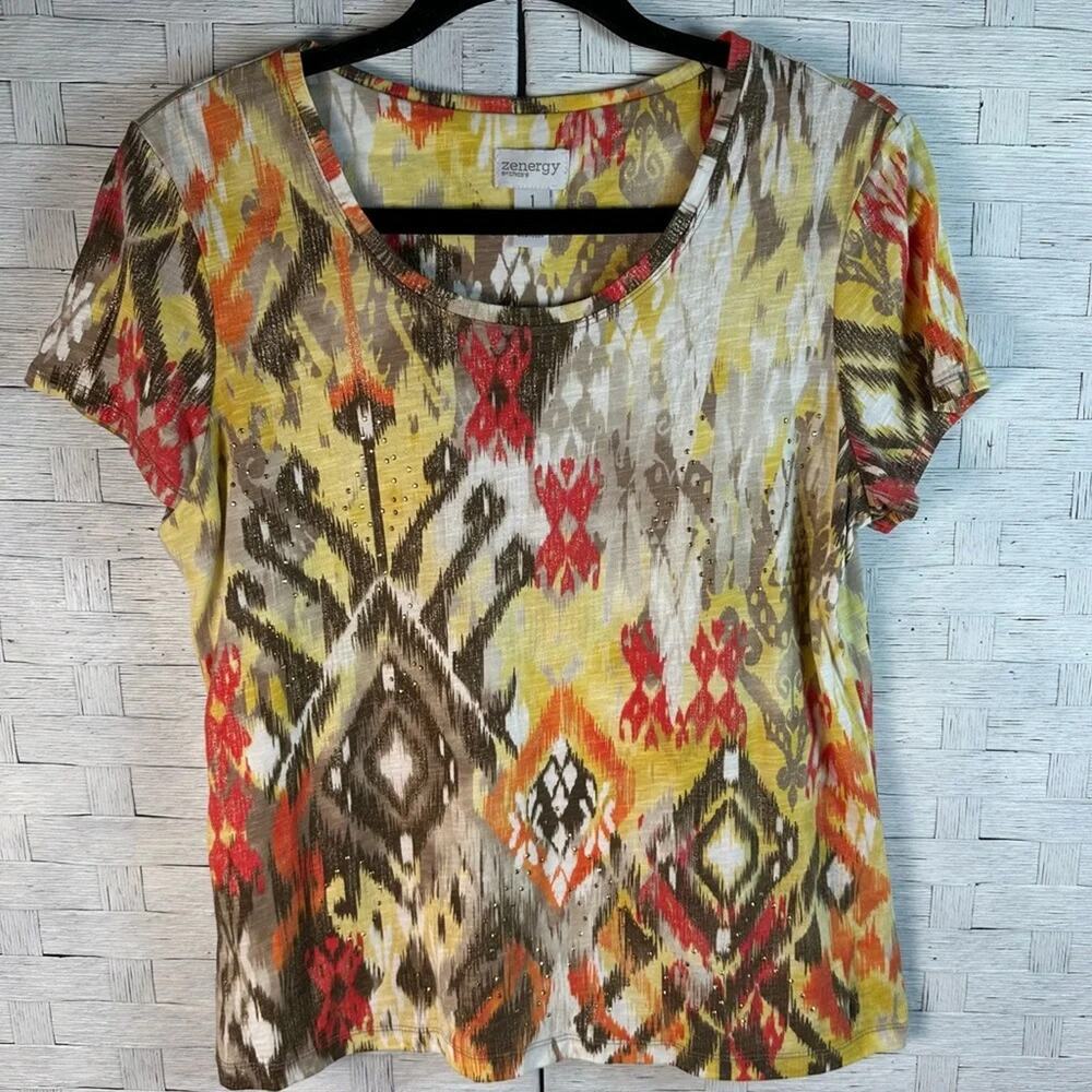 Chico's‎ Womens Aztec metallic T-shirt Zenergy by Chico's southwest fall
